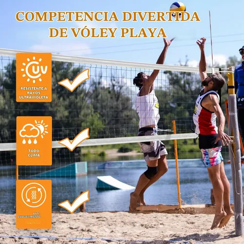 Vista 3 de Red de voleibol de repuesto resistente para exteriores con cable de acero, red de voleibol de 32 x 3 pies para patio trasero, red de voleibol