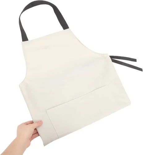 Vista 3 de Operitacx Waterproof Kitchen Apron for Women and Men Pvc Waist Apron with Large Pocket for Home and Restaurant Use Beige