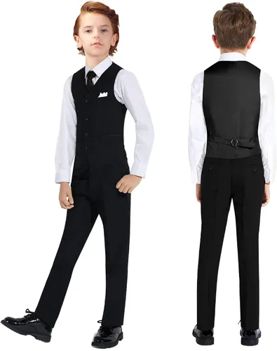 Vista 3 de Marvelous Kids Conjunto de traje formal para niños, 5 piezas, trajes de moda ajustados