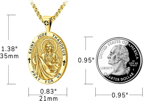 Vista 3 de Eusense Collar con colgante de San MiguelSan CristóbalSan BenitoSan JudaVirgen María MilagrosaCrucifijo de JesúsSan JoséSan Antonio para hombres