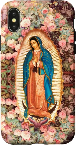 Vista 5 de Lady of Guadalupe - Carcasa para iPhone 17, diseño de flores rosadas