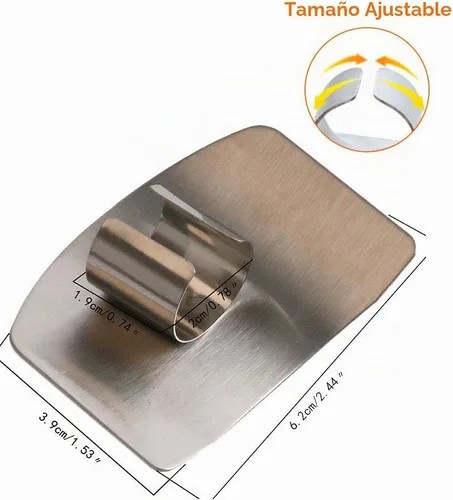 Vista 4 de 2 protectores de dedos para ayuda de corte, herramienta de cocina, protector de cuchillo de acero inoxidable, ajustable para proteger los dedos