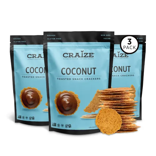 Vista 8 de Craize Patatas fritas de coco, sin gluten, veganas, kosher, galletas de maíz tostadas 4 onzas cada una