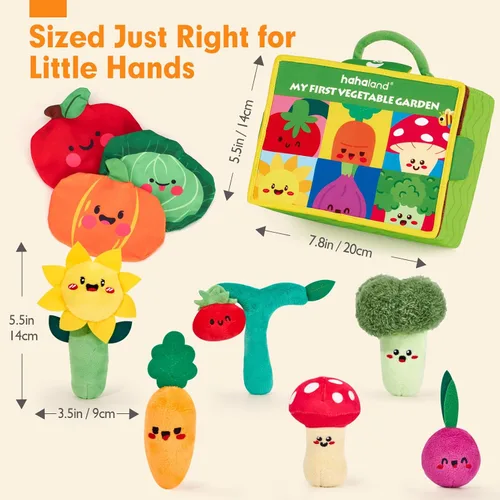 Vista 8 de hahaland Juguetes para bebés de 6 a 12 meses – Frutas Verduras Jardín Planta Granja Peluche 6 Month Old Montessori Sensory Toys Carrot Flower with
