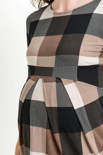 Vista 6 de LaClef - Blusa de maternidad para mujer, cuello redondo, manga 3/4, plisada al frente, estilo peplum