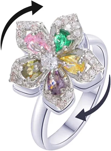 Vista 6 de Sunflower Ring Spinning Fidget Rings for Anxiety Open Adjustable Spinner Sun Ring Creative Relieving Stress Rotating Jewelry