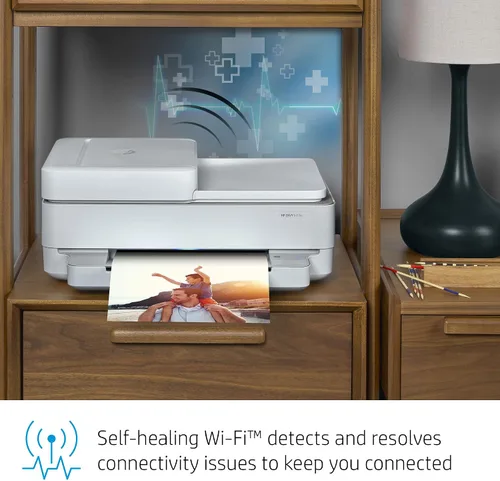 Vista 6 de HP ENVY 6455e - Impresora inalámbrica de inyección de tinta a color, escáner y fotocopiadora, configuración fácil, impresión portátil
