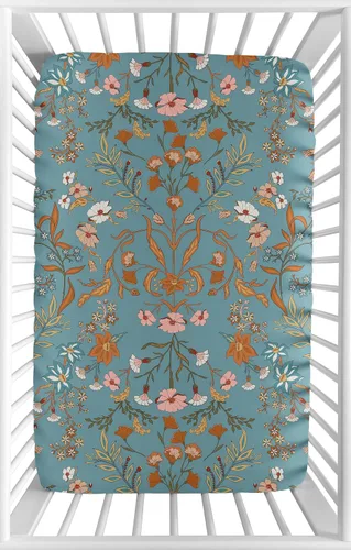 Vista 8 de Sweet Jojo Designs Orange Girl - Sábana bajera ajustable para cuna para bebé, recién nacido, habitación de bebé, colchón estándar óxido quemado