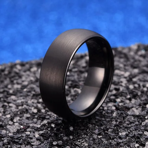 Vista 3 de King Will Anillo de carburo de tungsteno para hombre, acabado mate, 0.079pulgadas, 0.157pulgadas, 0.236pulgadas, 0.315pulgadas, color negro Anillo