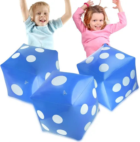 Vista 11 de Paquete de 3 dados inflables grandes jumbo gigantes para interiores y exteriores, juego de mesa Ludo, artículo para fiestas en la piscina