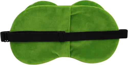Vista 3 de Divertida máscara de sueño de rana verde, máscara de felpa suave ajustable con los ojos vendados para hombres, mujeres, niños, viajes, siesta