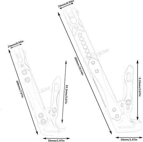 Vista 3 de Caballete universal para motocicleta con soporte lateral ajustable para pie, caballete de estacionamiento para motocicleta eléctrica, soporte
