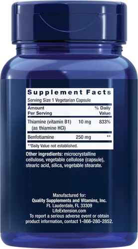 Vista 2 de Life Extension Mega Benfotiamina, 250 mg, 120 Cápsulas