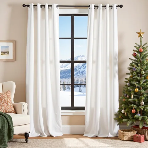 Vista 44 de Lazzzy - Cortinas de terciopelo blanco de 63 pulgadas de largo para sala de estar o dormitorio, cortinas con filtro de luz, aislación térmica