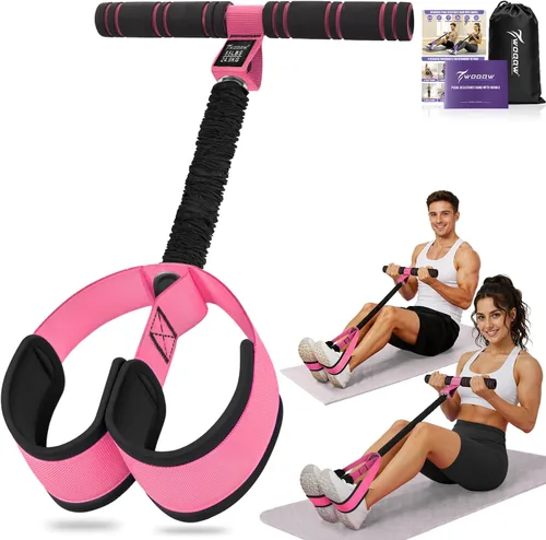 Vista 10 de Banda de resistencia mejorada de pedal con asas, bandas de resistencia para pedal de pie para mujeres, entrenamiento de piernas y abdominales