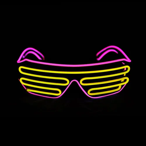 Vista 11 de Gafas de LED de Aqua Led de Neón electroluminiscentes para fiestas y disfraces modelo RB03., Púrpura + Azul