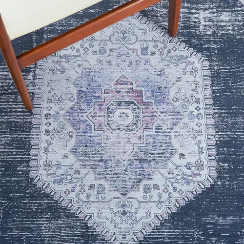 Vista 6 de SAFAVIEH Tucson Collection - Alfombra lavable de 2 pies 6 x 8 pies, color negro y beige, antideslizante, ideal para zonas de alto tráfico en sala