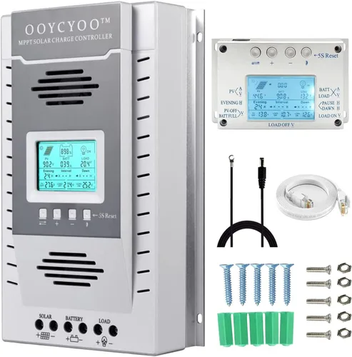 Vista 6 de controlador de carga MPPT 40 amperios 12V/24V Auto, regulador de carga de panel solar 40A con pantalla LCD retroiluminada máxima 100V para batería