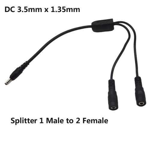 Vista 3 de Cable divisor DC Y de 2 piezas, 1 macho a 2 hembras, cable adaptador de extensión de alimentación de CC de 0.138 in x 0.053 in, para cámaras