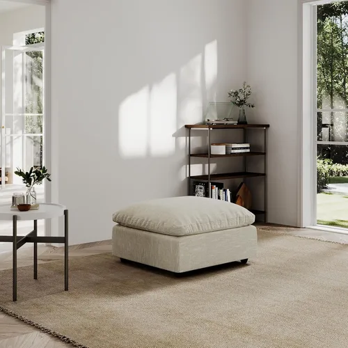 Vista 18 de Sofá seccional moderno de lino en forma de L para sala de estar, sofás modulares con relleno de plumón, fundas de cojín de sofá desmontables, sofá