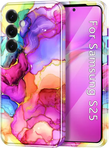Vista 76 de Btscase para Samsung Galaxy S25, [Probado contra caídas de grado militar] Funda protectora de diseño de patrón de mármol, resistente, delgada