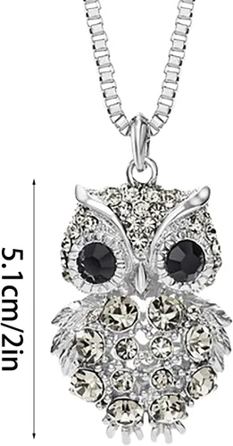Vista 2 de Collar con dije joyería de regalo para mujeres y niñas colgante de joyería para mujer cadena de diamante búho regalo para el día de San Valentín