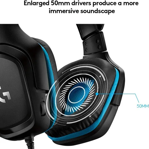 Vista 9 de Logitech G432 Auriculares con cable para juegos, color negro