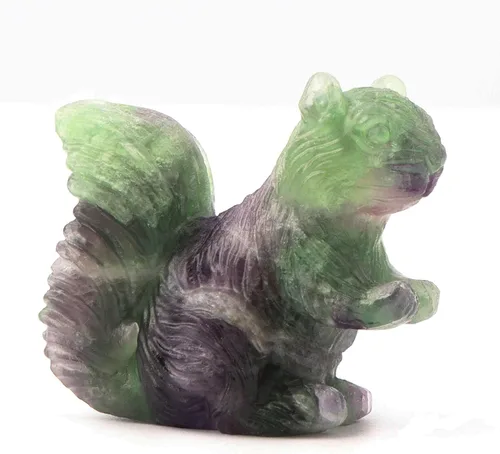 Vista 9 de SMQ Estatua de ardilla de cristal de 2 pulgadas, lepidolita morada, cristal curativo tallado a mano, colección de figuritas de decoración