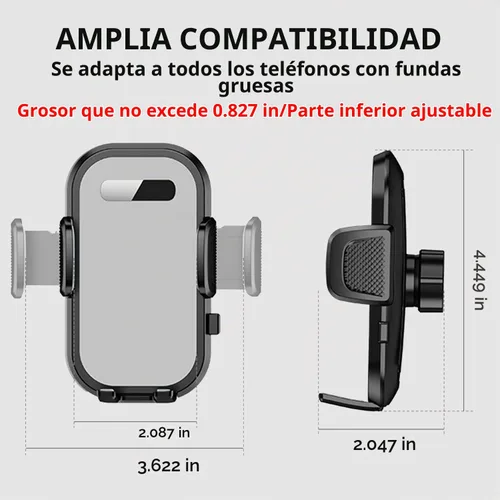 Vista 6 de Soporte de teléfono para automóvil, soporte de teléfono para parabrisas de automóvil, ventilación de aire, universal, manos libres, soporte