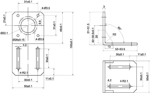 Vista 7 de STEPPERONLINE NEMA 17 Motor paso a paso (Economy Geared Stepper Motor) Soporte de montaje de acero de aleación ST-M1
