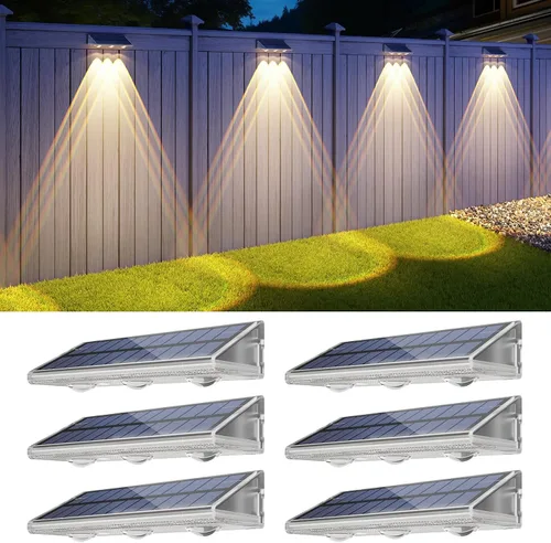 Vista 14 de YiLaie - Luces solares para valla al aire libre, IP67 impermeable, 16-25H 3000 K/6500 K/4500 K