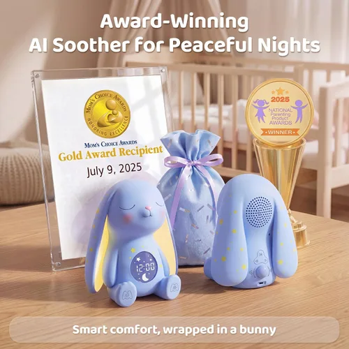 Vista 2 de Mom's Choice Awards丨Bunny White Noise Sound Machine Baby for Sleep - Detección de llanto AI, 100 sonidos relajantes, acceso completo a la aplicación