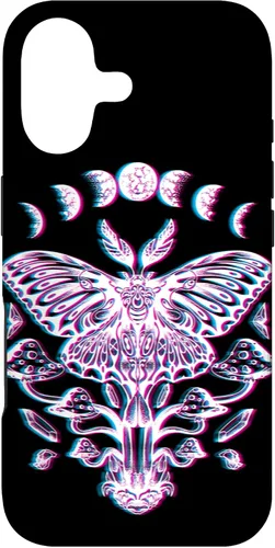Vista 32 de Funda Glitch para iPhone 15 Glitch Lunar Moth Fases Cristales Setas