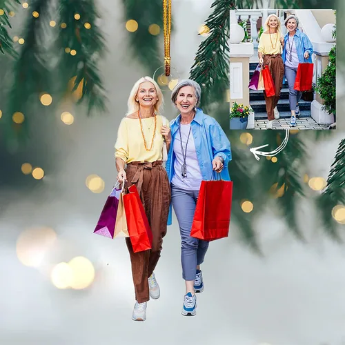 Vista 6 de Adorno de Árbol de Navidad Personalizado, Adorno de Forma Plana con Foto Personalizada, Adornos Acrílicos Planos 2D, Adornos Acrílicos con Foto