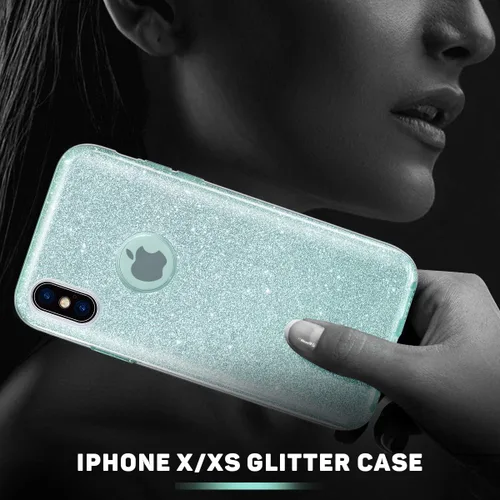 Vista 5 de Carcasa para iPhone X (2017), con brillantina, brillo de cristal de MATEPROX , Verde