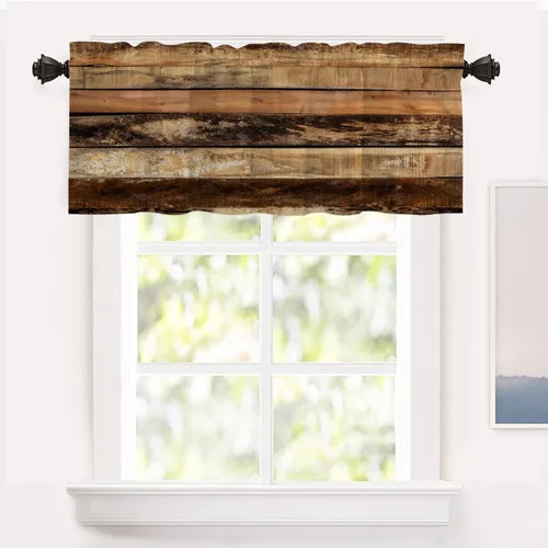 Vista 59 de Shrahala Floral Abstract Design Blackout Curtain Tiers, Minimalist Flower Illustration Kitchen Valance Light Blocking Tier Drapes with Rod Pocket, 2