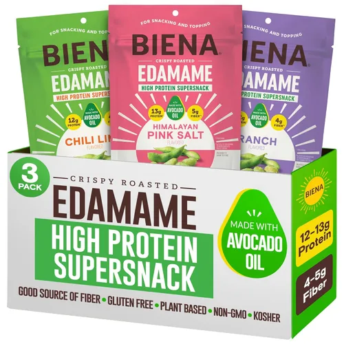 Vista 11 de Biena Frituras Crocantes de Edamame Tostado - Snack Alto en Proteína para Adultos y Niños, 12g-13g de Proteína por Porción - Hecho con Aceite