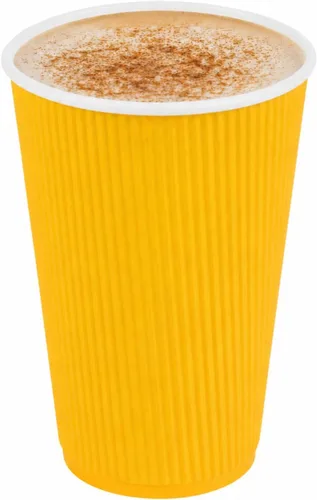Vista 27 de Tazas para café de papel aislado, pared ondulada, kraft, 12 onzas - Caja de 25 unidades - tapas a juego: RWA0360B, RWA0360W, RWA0328LG, RWA0328GR