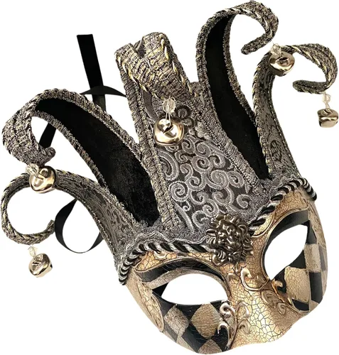 Vista 4 de MASQ STUDIO - Máscara de máscaras para parejas, Jolly Jester Cosplay Mardi Gras baile baile fiesta de cumpleaños o decoración