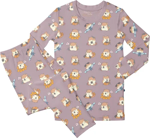 Vista 55 de KicKee Pants Conjunto de pijama de manga larga con estampado de piezas 90's Plaid