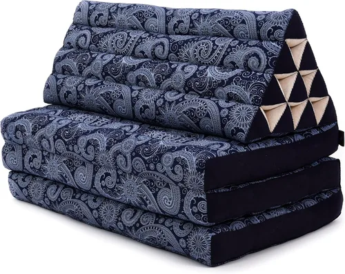 Vista 3 de Leewadee Tapete de 3 pliegues XXL con cojín triangular, almohada firme para TV, colchón plegable con cojín hecho de kapok ecológico, 67 x 31 CBT1