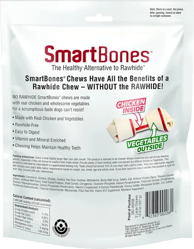 Vista 2 de SmartBones Masticables Grandes, Premia a tu perro con un masticable sin piel cruda hecho con carne real y verduras