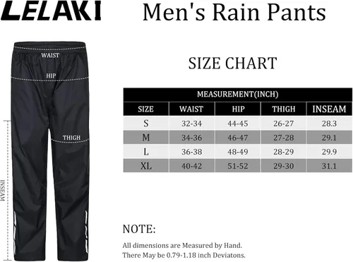 Vista 7 de Lelaki Pantalones de lluvia para hombre, impermeables, ligeros, transpirables, para exteriores, pesca