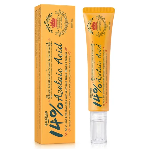 Vista 7 de BECHOICEN Crema para el acné de ácido azelaico al 14% para la cara, con niacinamida y ácido salicílico, unifica el tono de la piel y repara