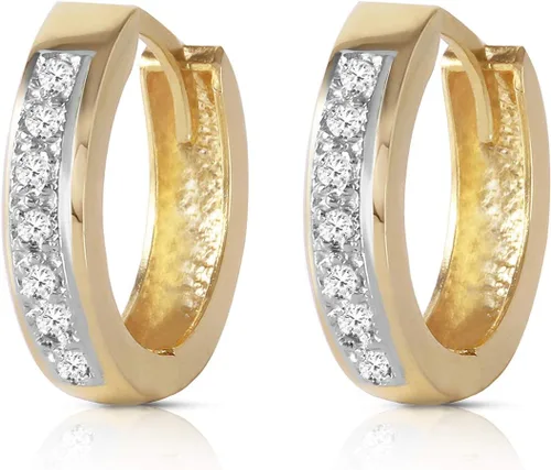 Vista 3 de Galaxy Gold GG Aretes de aro de oro macizo de 14 quilates con diamantes, Metal Gema, Diamante