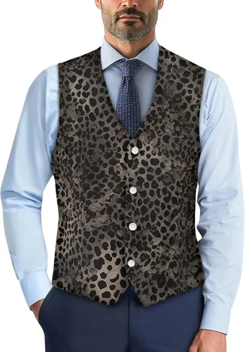 Vista 18 de TODIYADDU Chaleco de cuello en V para hombre, chaquetas de traje sin mangas Maple Leaf