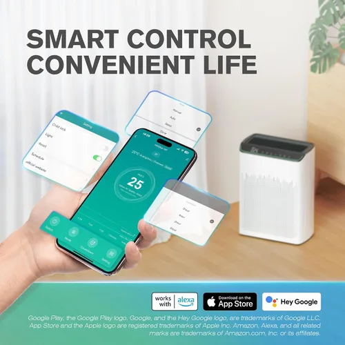 Vista 6 de Purificadores de aire para habitación grande del hogar de hasta 1690 pies cuadrados, filtro HEPA con monitor PM 2.5, compatible con WiFi y Alexa