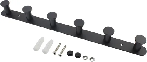 Vista 3 de Perchero de pared de acero inoxidable, resistente para colgar en la entrada, estante multiusos con 6 ganchos para dormitorio, baño, pasillo, garaje