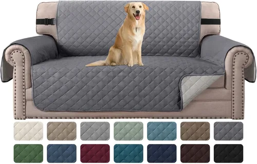 Vista 72 de H.VERSAILTEX Funda de sofá resistente al agua para sofá de 3 cojines, reversible, protector de muebles acolchado con correa elástica, funda de sofá