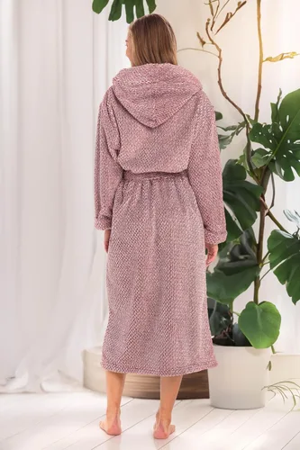 Vista 4 de Alexander Del Rossa Bata mullida y esponjosa para mujer, batas largas con capucha para mujer, talla grande